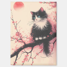 タキシードキャットオンさくらんぼの花日本のの美学