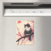 タキシードキャットオンさくらんぼの花日本のの美学 マグネット (インサイチュ (食洗機))