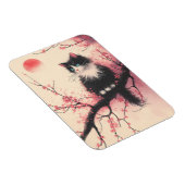 タキシードキャットオンさくらんぼの花日本のの美学 マグネット (右側)