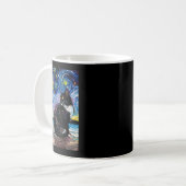 タキシードキャットオンビーチ星空の夜印象派アート コーヒーマグカップ (正面左)