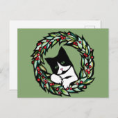 タキシードキャットクリスマスユール(キリスト降誕祭)ホリデーキャッツキャッツキャットマスアート ポストカード (正面/裏面)