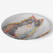 タキシードキャットスケッチアートバースデーパーティー紙プレート ペーパープレート (アングル)