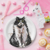 タキシードキャットスケッチアートバースデーパーティー紙プレート ペーパープレート (パーティー)