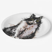 タキシードキャットスケッチアートバースデーパーティー紙プレート ペーパープレート (アングル)