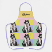 タキシードキャットパステルカラーズピンクガールズ名 エプロン (正面)