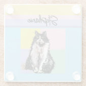 タキシードキャットパステルカラーズピンクガールズ名 ガラスコースター (裏面)