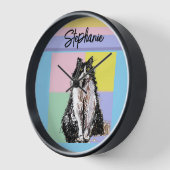 タキシードキャットパステルカラーズピンクガールズ名 壁時計 (傾斜)