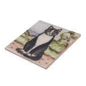 タキシードキャットブラック&ホワイトランドスケープアンティークヴィンテージ タイル (側面)