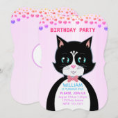 タキシードキャットボーイの誕生日パーティー招待状 招待状 (正面/裏面)