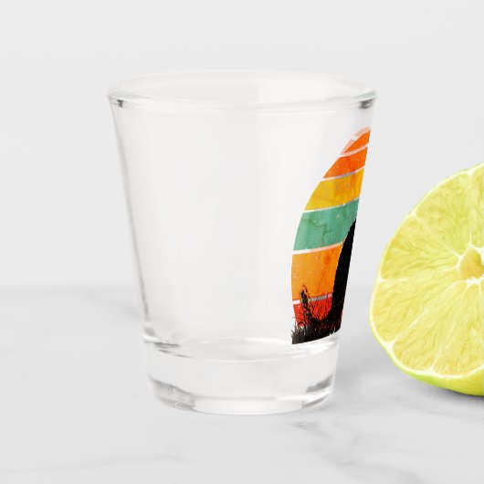 タキシードキャットレトロスタイルヴィンテージサンセット ショットグラス (左)