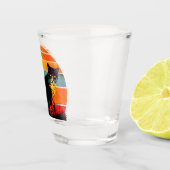 タキシードキャットレトロスタイルヴィンテージサンセット ショットグラス (右)