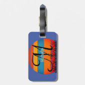 タキシードキャットレトロスタイルヴィンテージサンセット ラゲッジタグ (裏面縦)