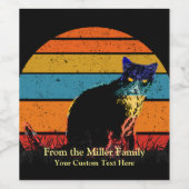 タキシードキャットレトロスタイルヴィンテージサンセット ワインラベル (シングルラベル)