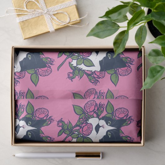 タキシードキャット牡丹フローラアートタキシーキャッツ 薄葉紙 (ギフト)