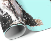 タキシードキャット白黒猫アクアターコイズ ラッピングペーパー (ロールコーナー)