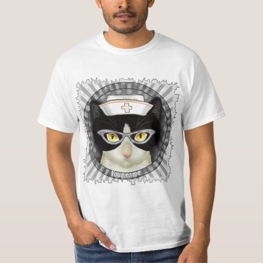 タキシードキャット看護師Tシャツ Tシャツ (正面)