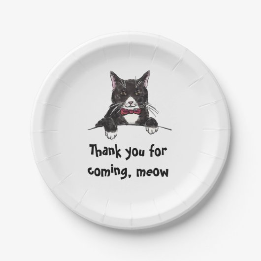 タキシードキャット誕生日紙プレート ペーパープレート (正面)