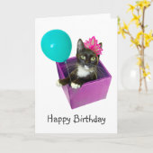 タキシードキャット誕生日 カード (黄色い花)
