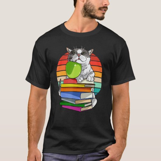 タキシードキャット 教室で勉強 Tシャツ (正面)