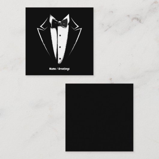 タキシードクラシックパーティーコンおもしろいサートフェスティバルデザイン スクエア名刺 (正面/裏面)