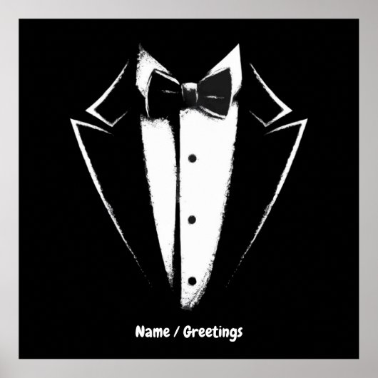 タキシードクラシックパーティーコンおもしろいサートフェスティバルデザイン ポスター (正面)