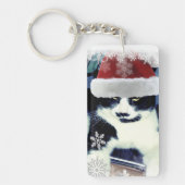 タキシードサンタ猫のクリスマスキーリング キーホルダー (正面)