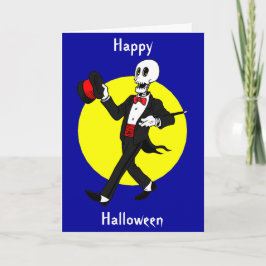タキシードスーツのハロウィーンの骸骨 カード