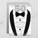 タキシードスーツ銀面五十歳の誕生日パーティー 招待状<br><div class="desc">Tuxedo Suit Silver Mens 50th Birthday Party Invitation Variations to the invitation and matching items in our store</div>