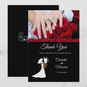 タキシードスーツ&ブライド結婚シルエット サンキューカード