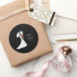 タキシードスーツ&ブライド結婚シルエット ラウンドシール