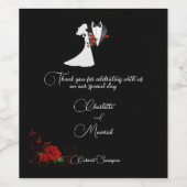 タキシードスーツ&ブライド結婚シルエット ワインラベル (シングルラベル)