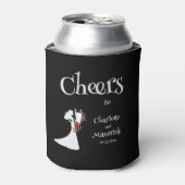 タキシードスーツ&ブライド結婚シルエット 缶クーラー (缶正面)