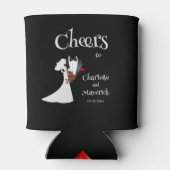 タキシードスーツ&ブライド結婚シルエット 缶クーラー (裏面)