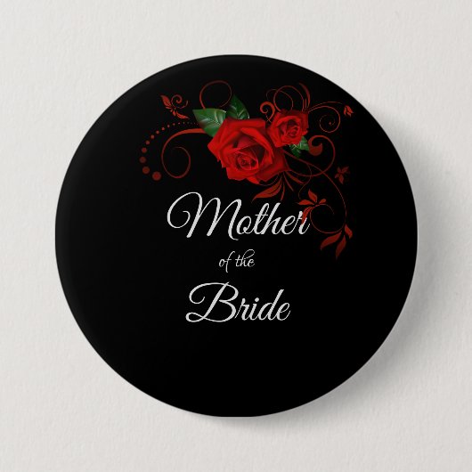 タキシードスーツ/花嫁シルエット花嫁のお母さん 缶バッジ (正面)