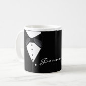 タキシードデザインの花婿介添人ギフト コーヒーマグカップ (正面左)