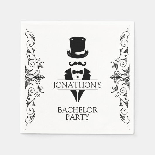 タキシードバチュラーパーティカクテル スタンダードカクテルナプキン (正面)