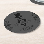 タキシードバチュラーパーティグレイ ラウンドペーパーコースター (アングル)