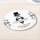 タキシードバチュラーパーティ ラウンドペーパーコースター (アングル)