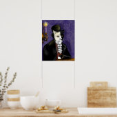 タキシードビクトリアンを着た猫とマスクポートレート ポスター (キッチン)