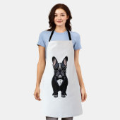タキシードフランスののブルドッグが眼鏡をかけて エプロン (着用した状態)