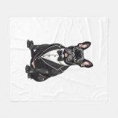 タキシードフランスののブルドッグ フリースブランケット (正面(横))