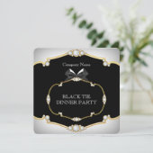 タキシードブラックタイディナーパーティーホワイト金ゴールド2 招待状 (スタンド正面)