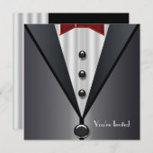 タキシードブラックタイフォーマルイベントブラックタイパーティー 招待状 (正面/裏面)