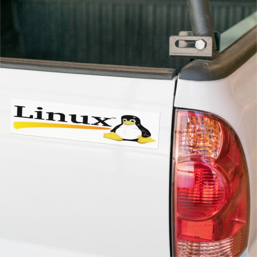 タキシードプロダクトとのLinuxのロゴ バンパーステッカー (トラック上)