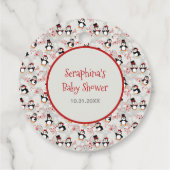 タキシードペンギンポップ・アートの赤ん坊がシャワーをポップ! フェイバータグ (裏面)