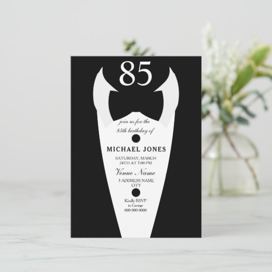 タキシードボウタイメンス85thバースデーパーティー招待状 招待状 (スタンド正面)