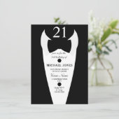 タキシードボウタイメンズ21歳の誕生日パーティー招待状 招待状 (スタンド正面)
