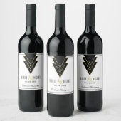 タキシードモダンアールデコ結婚ズ ワインラベル (ボトル)