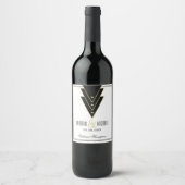 タキシードモダンアールデコ結婚ズ ワインラベル (正面)