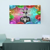 タキシードラマパーソナライズされたキャラクター誕生日 横断幕 (トレードショー)